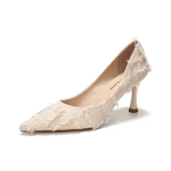 Lan Miao Slim Heel High Heels Women's Apricot