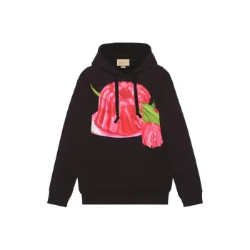 GUCCI Cotton Jersey Printed Sweatshirt Black