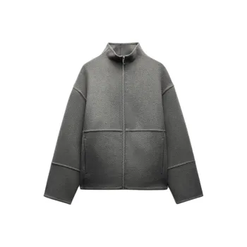 ZARA ZW Series Jackets Coats Women's Zebra Print Gray