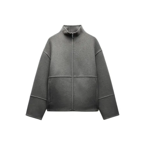 ZARA ZW Series Jackets Coats Women's Zebra Print Gray