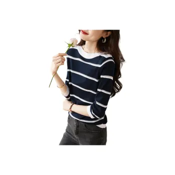 Mo Han Yi Mei Knitwear Women's Navy Blue & White