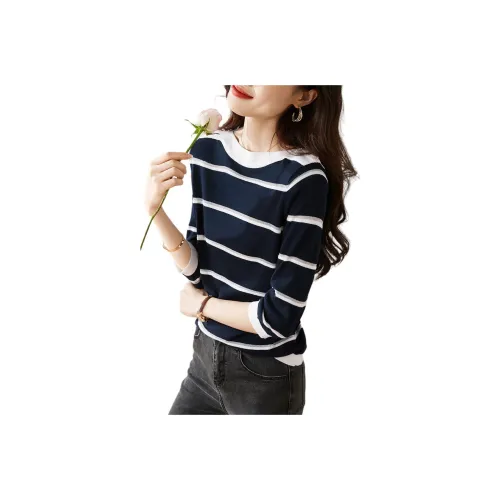 Mo Han Yi Mei Knitwear Women's Navy Blue & White