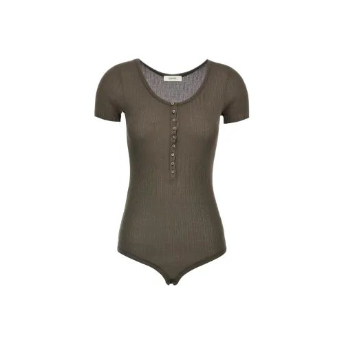 Lemaire Buttoned Rib Bodysuit 'Dark Brown'