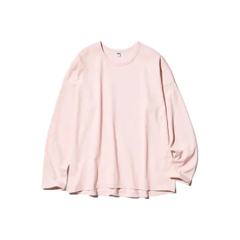 UNIQLO Drop Shoulder Sleeve T Shirt Women's Pastel Pink