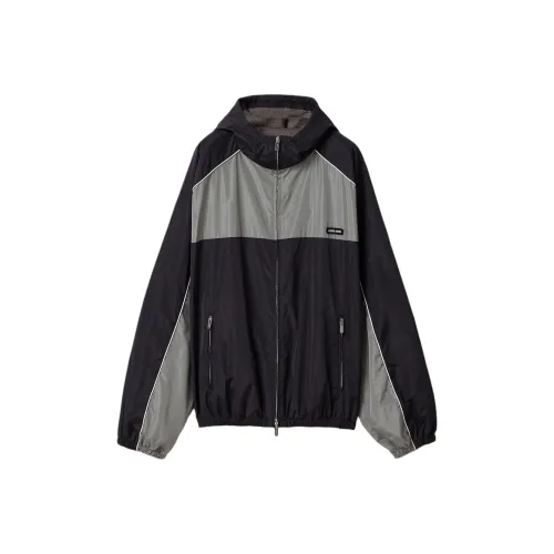 MIU MIU Technical Silk Zip Jacket 'Blue/Lead Grey'