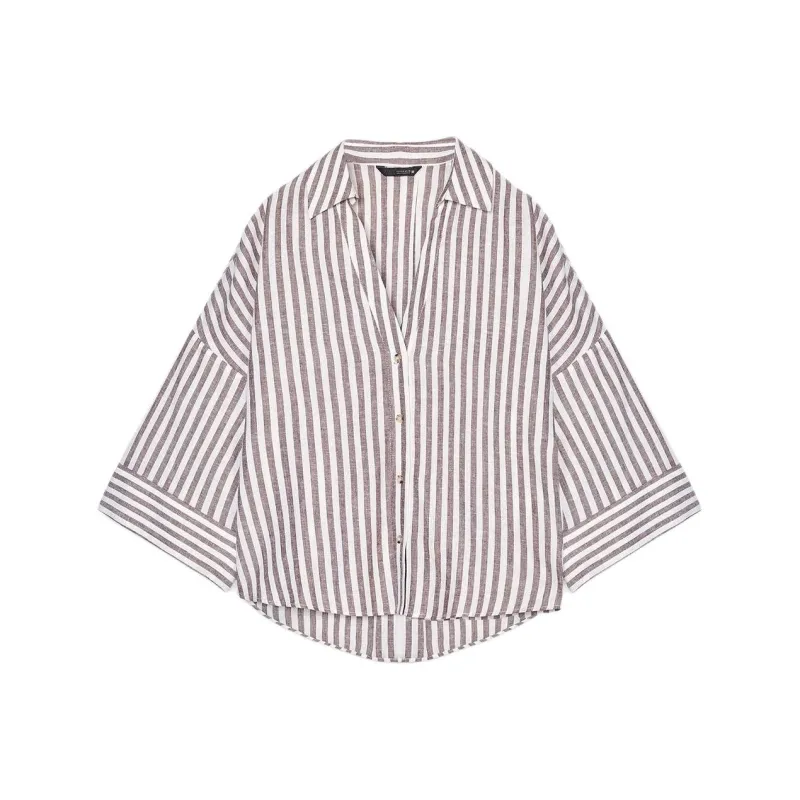 ZARA Shirts Women's Brown/White-0