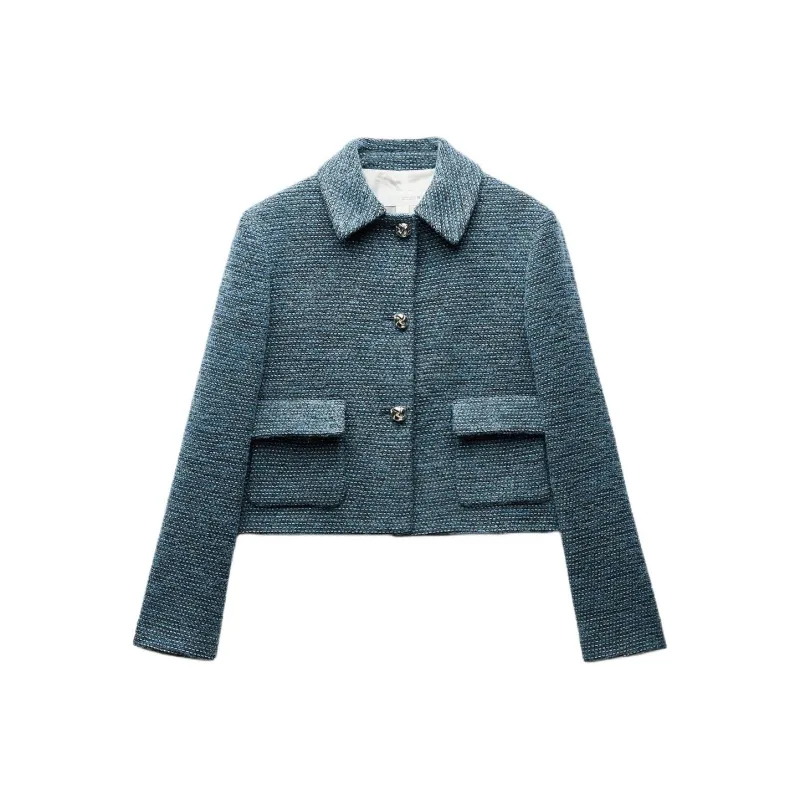 ZARA Jackets Coats Women's Blue-0