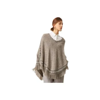 MIHUANG Cashmere Sweater Women's Coffee Clip Flowers