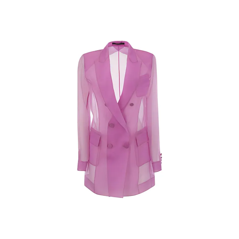 MaxMara Negra Double Breasted Sheer Blazer-0