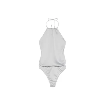 Victoria's Secret Very Sexy Twinkle Strap Satin Teddy / SILVER PEARL Jumpsuit Women's Silver Pearl