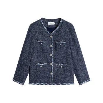 Famanxuan Jackets Coats Women's Sicilian Blue