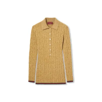 GUCCI Cable-knit Wool Polo Top