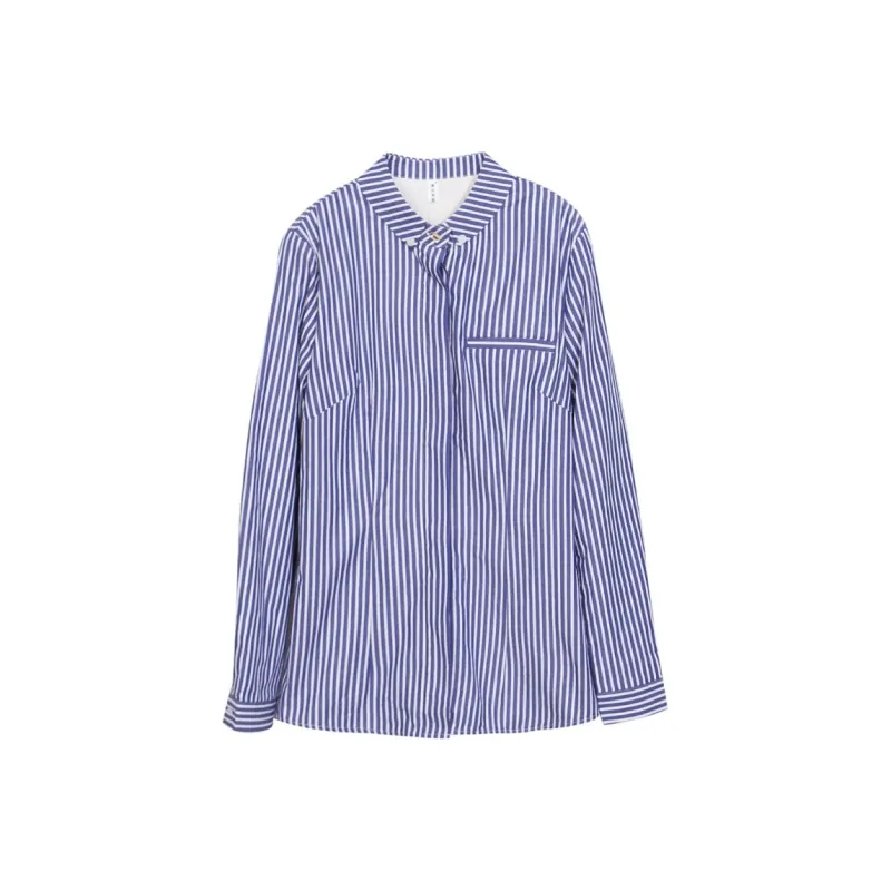 Lucybaily Shirt Women's Blue White Stripes-2