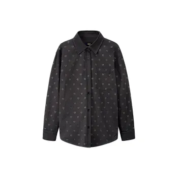 LINCchic Shirt Women's Denim Gray Embossed Diamonds
