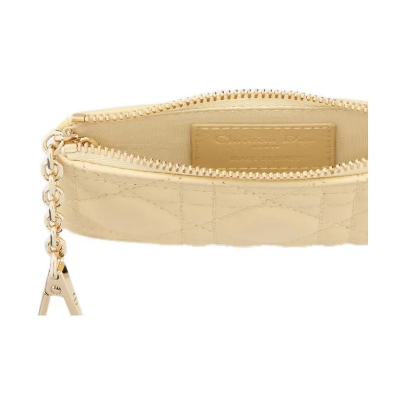 DIOR Lady Dior Lambskin Key Pouch Clutch Women's Candy Light Yellow-3