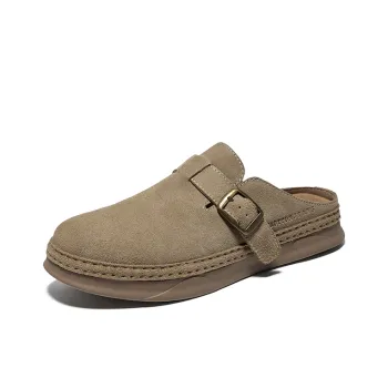 Hautton Jeans Rubber Sole Quiet Abrasion Resistant Slip Resistant Closed Toe Slippers Men's Khaki