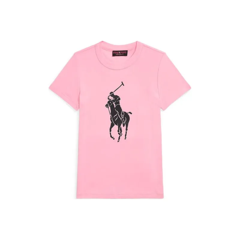 Polo Ralph Lauren Logo Pony Round Neck Pullover Slim Fit Short Sleeved T Shirt Women's Pink-0