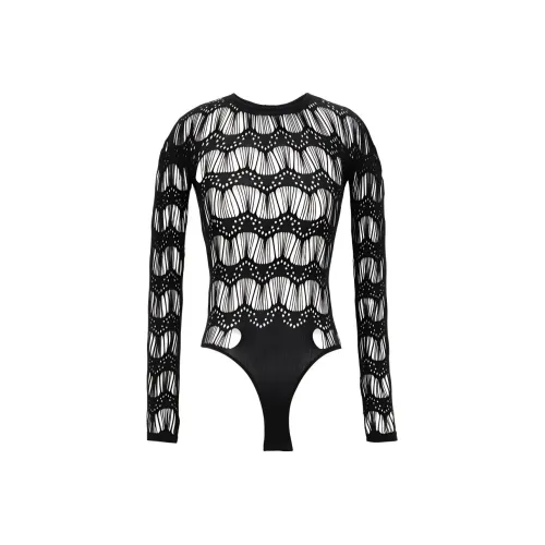 SAINT LAURENT Ladder Knit Crewneck Bodysuit