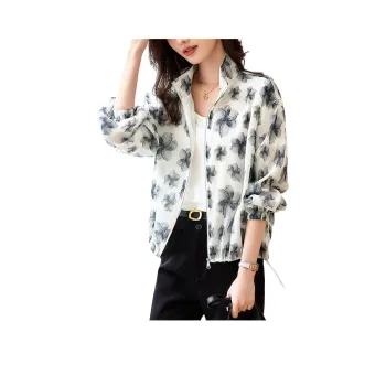 XWI Jackets Coats Women's White With Black Floral