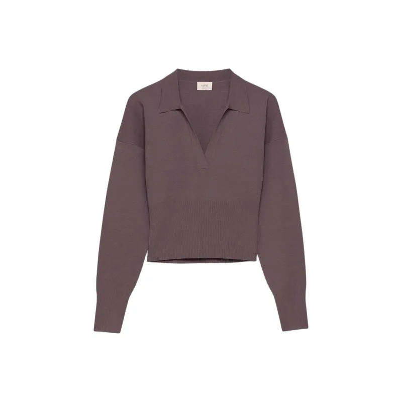 ARITZIA Wilfred Ginny Polo Sweater Polo Shirt Women's Smoked Eggplant Purple-0
