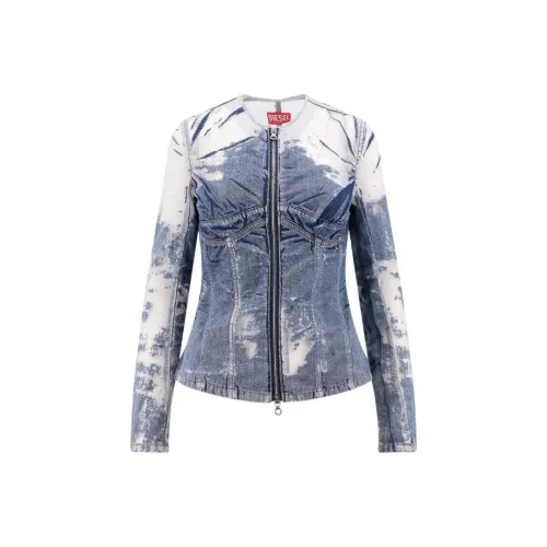 DIESEL Sheer Panelled Zipped Denim Jacket