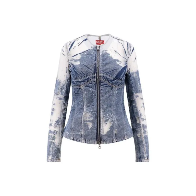DIESEL Sheer Panelled Zipped Denim Jacket-0