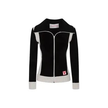 Valentino Logo Embroidered Zip Up Jacket