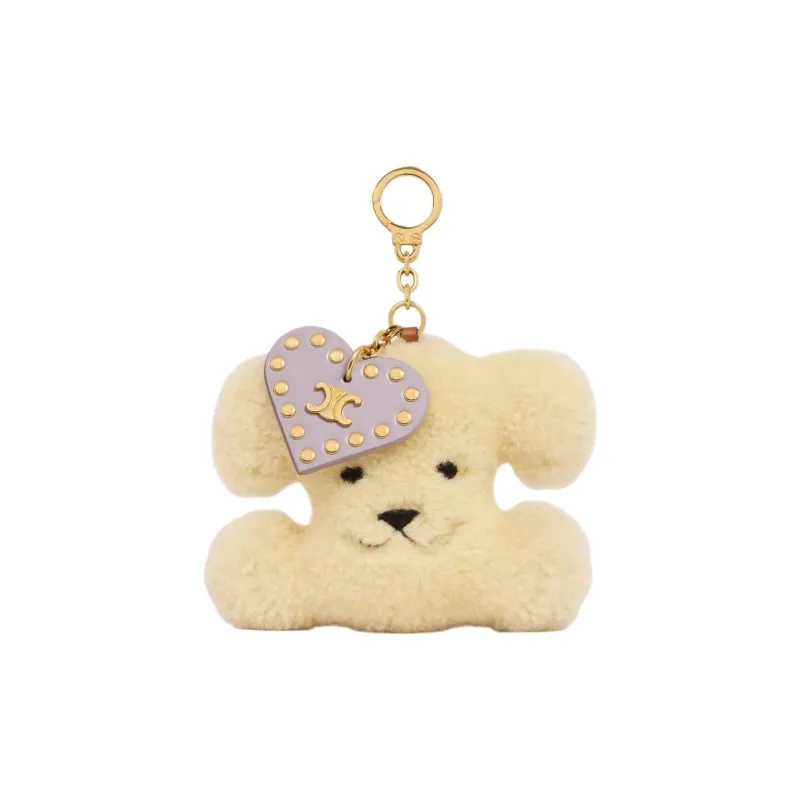 CELINE Triomphe Shearling With Calfskin Bag Charm Bag Merch Women's Natural Colors & Violet-0