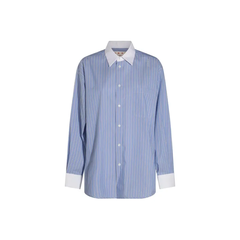 MARNI Striped Curved Hem Shirt-0