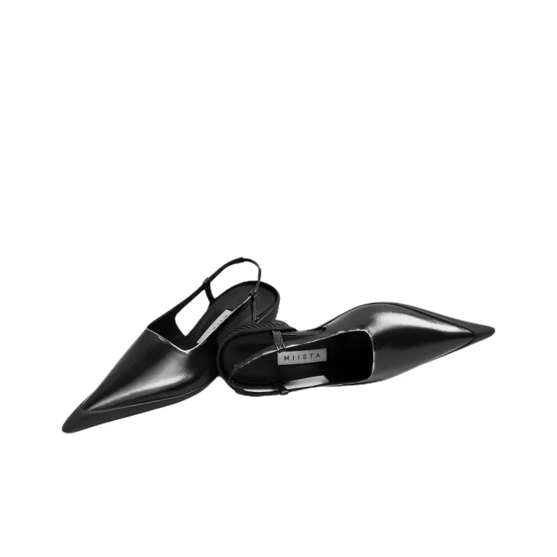 MIISTA Annya Silver Courts Irregular Heel High Heels 5cm Women's Black-2