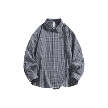 Warrior Huichao Riding The Wind Collection Shirt Unisex Blue White Plaid