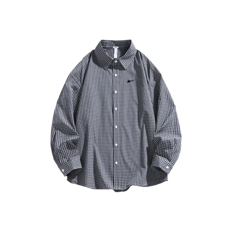 Warrior Huichao Riding The Wind Collection Shirt Unisex Blue White Plaid-0