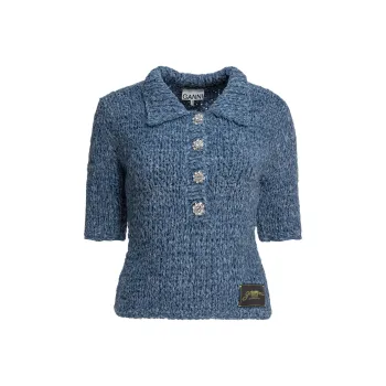 GANNI Knitted Polo Shirt