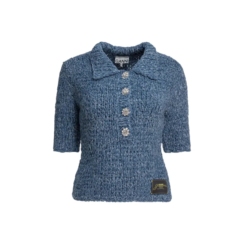 GANNI Knitted Polo Shirt-0