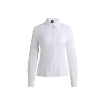 HUGO BOSS Extra-Slim-Fit Blouse In Italian Performance-Stretch Dobby Shirt Women's White