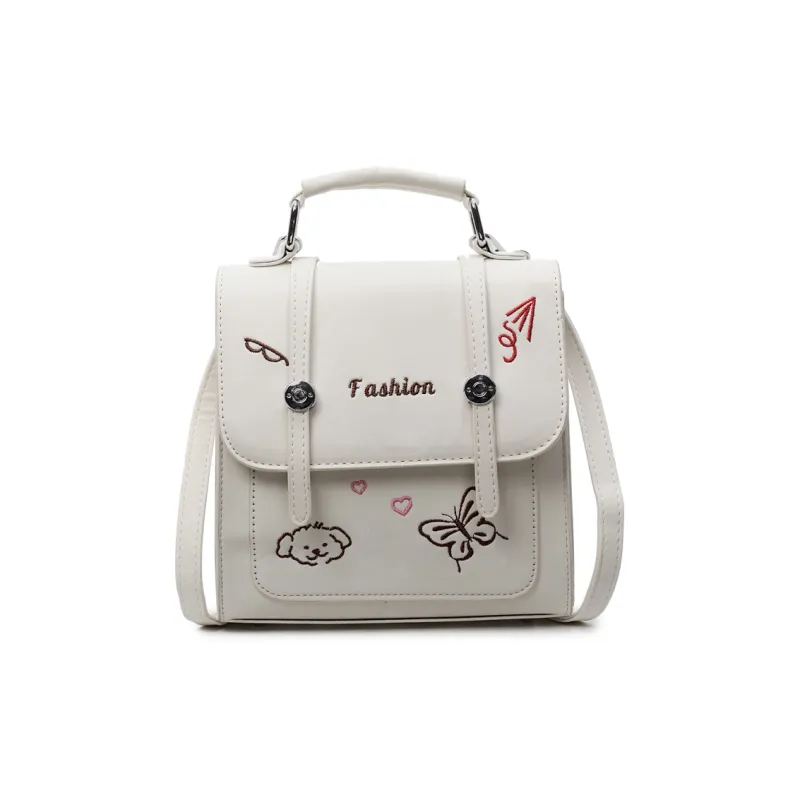 HCXK PU Backpack Women's White/Black/Light Blue/Pink-6