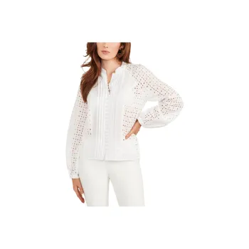 GUESS Eco Luella Eyelet Blouse Shirt Women's White