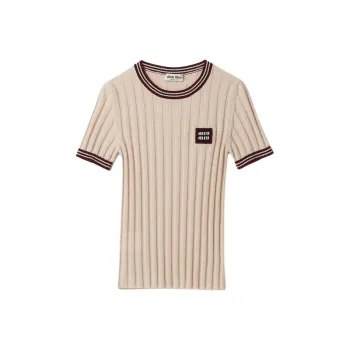 MIU MIU Logo appliqué Cashmere Top