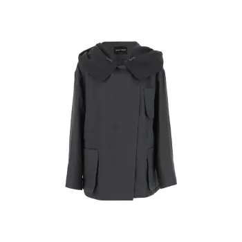 GIORGIO ARMANI Linen Hooded Pea Coat
