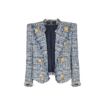 BALMAIN 8 Button Cropped Tweed Edge To Edge Jacket