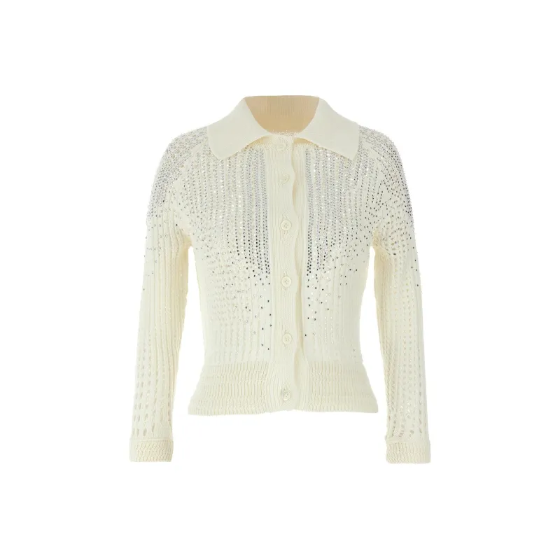 ERMANNO SCERVINO Rhinestone Embellished Knit Cardigan-0
