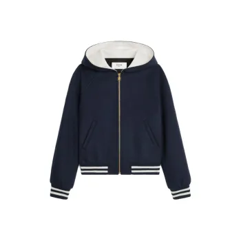 CELINE Hooded Teddy Jacket In Double Face Cashmere