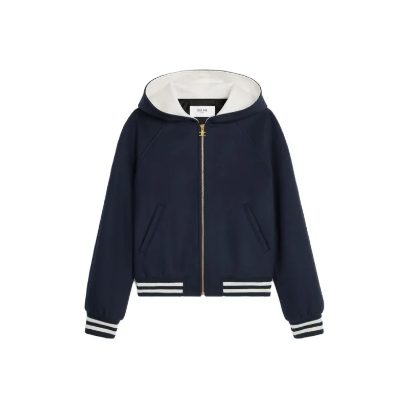 CELINE Hooded Teddy Jacket In Double Face Cashmere-0