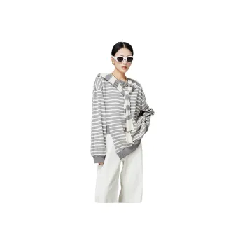 Weekly Sweatshirt Women's Gray White Stripes
