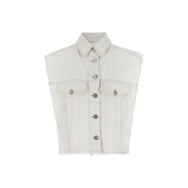 ISABEL MARANT Tyra Raw Cut Edge Denim Vest-0