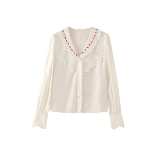 Miss Chipmunk Shirt Women's Embroidered White