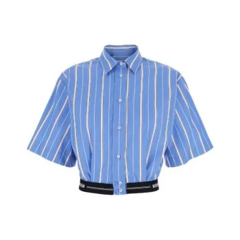 MSGM Striped Cropped Shirt