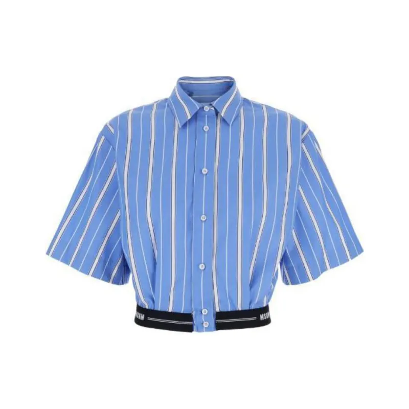 MSGM Striped Cropped Shirt-0