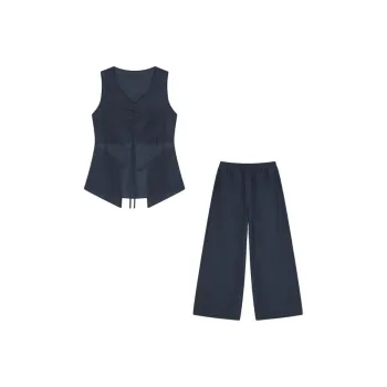 Mo Han Yi Mei Casual Suit Women's Navy Blue