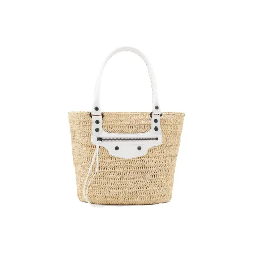Balenciaga Le City Raffia Tote Bag, Shopping Bag, Shoulder Bag, Handbag Small Size Women's Natural & White